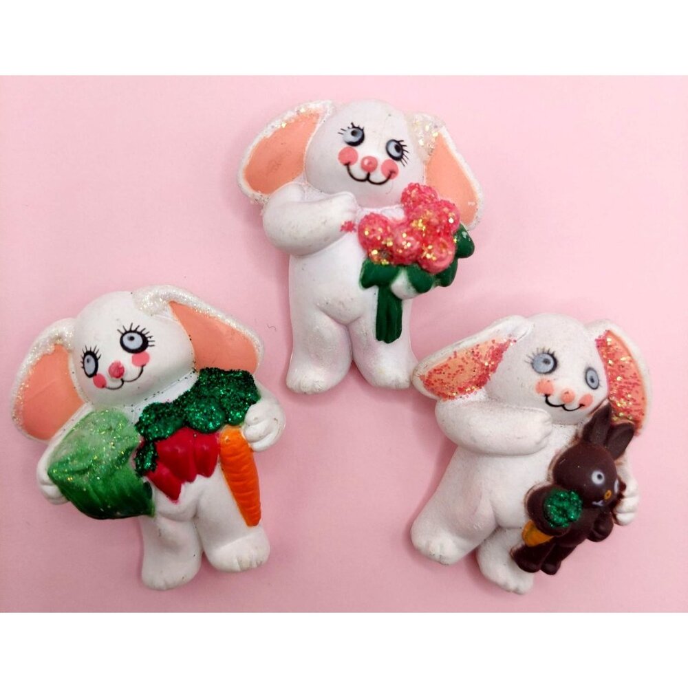 Vintage Easter Bunny Brooch Pins Set Of 3 By Easter Unlimited Inc. Spring